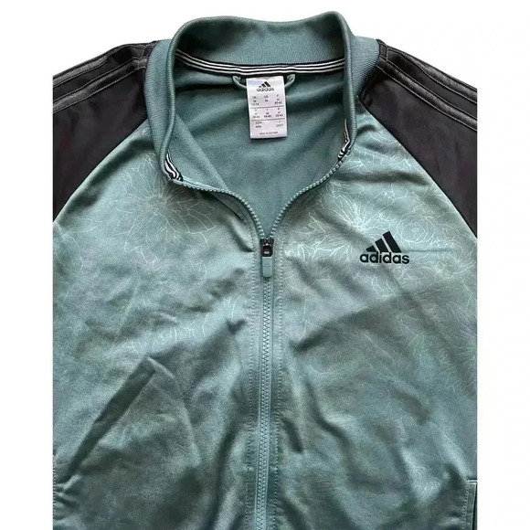 Adidas Women's Embossed Print Climalite Full Zip Track Jacket Teal Carbon M - Picture 7 of 10